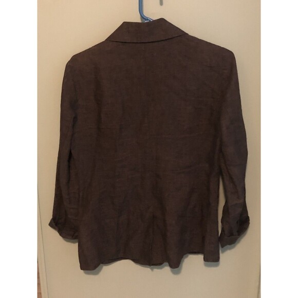 *Eileen Fisher Rumpled Linen Delave Blazer Shaped Jacket  Size 4 Dark Grey - Picture 3 of 9